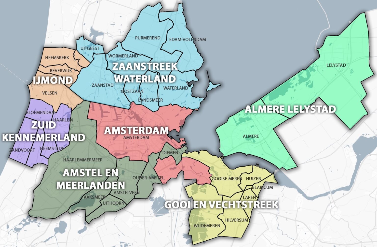 Werkgebied Amsterdam Woont (Metropoolregio Amsterdam, MRA)